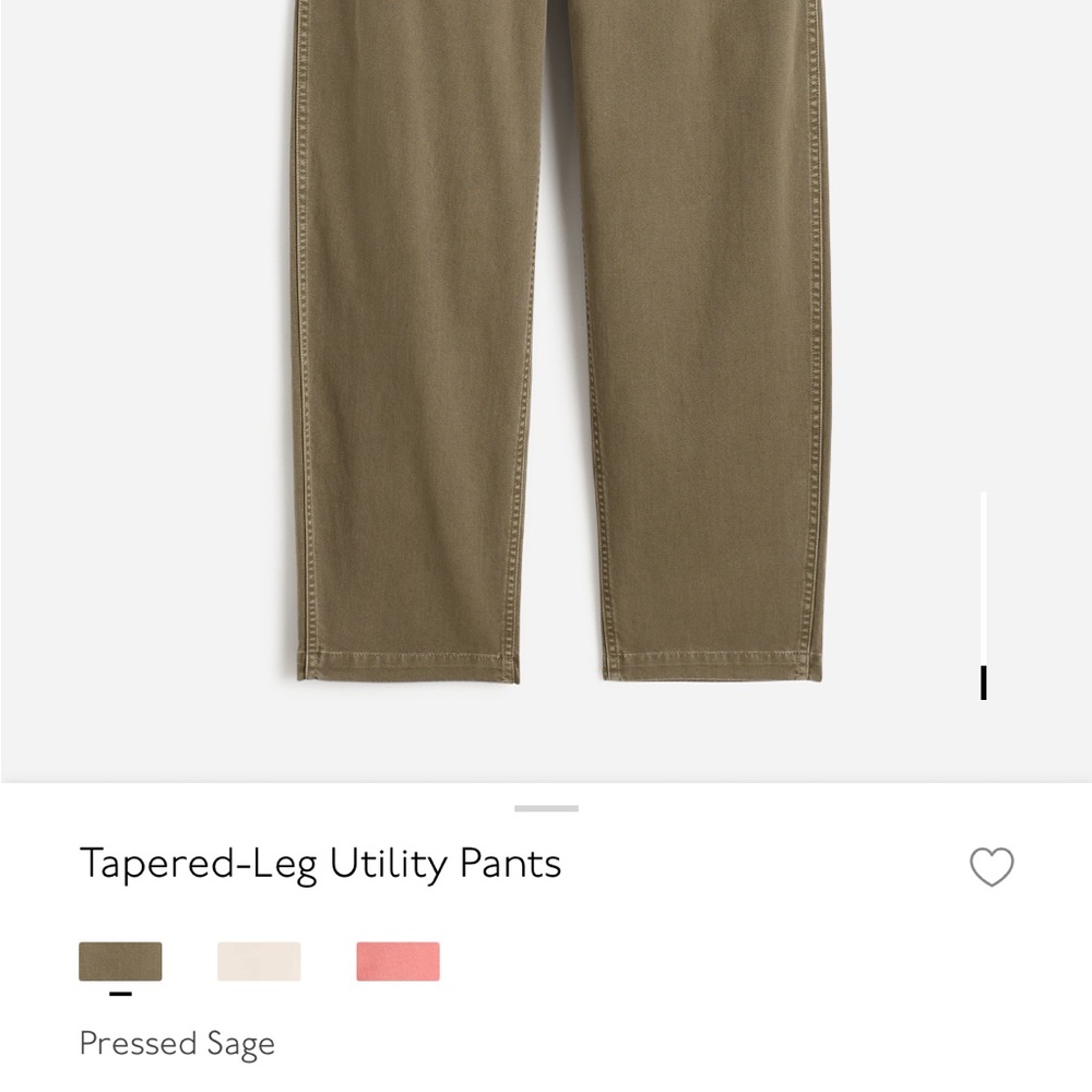 Madewell Tapered-Leg Utility Pants in pressed sage size 24